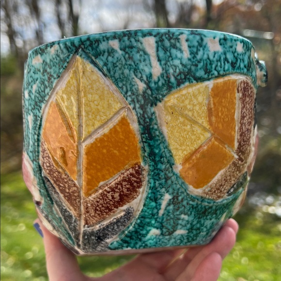 Vintage Bitossi Italian Fratelli Fanciullacci Floral Leaf Basket with Handles - Picture 12 of 16